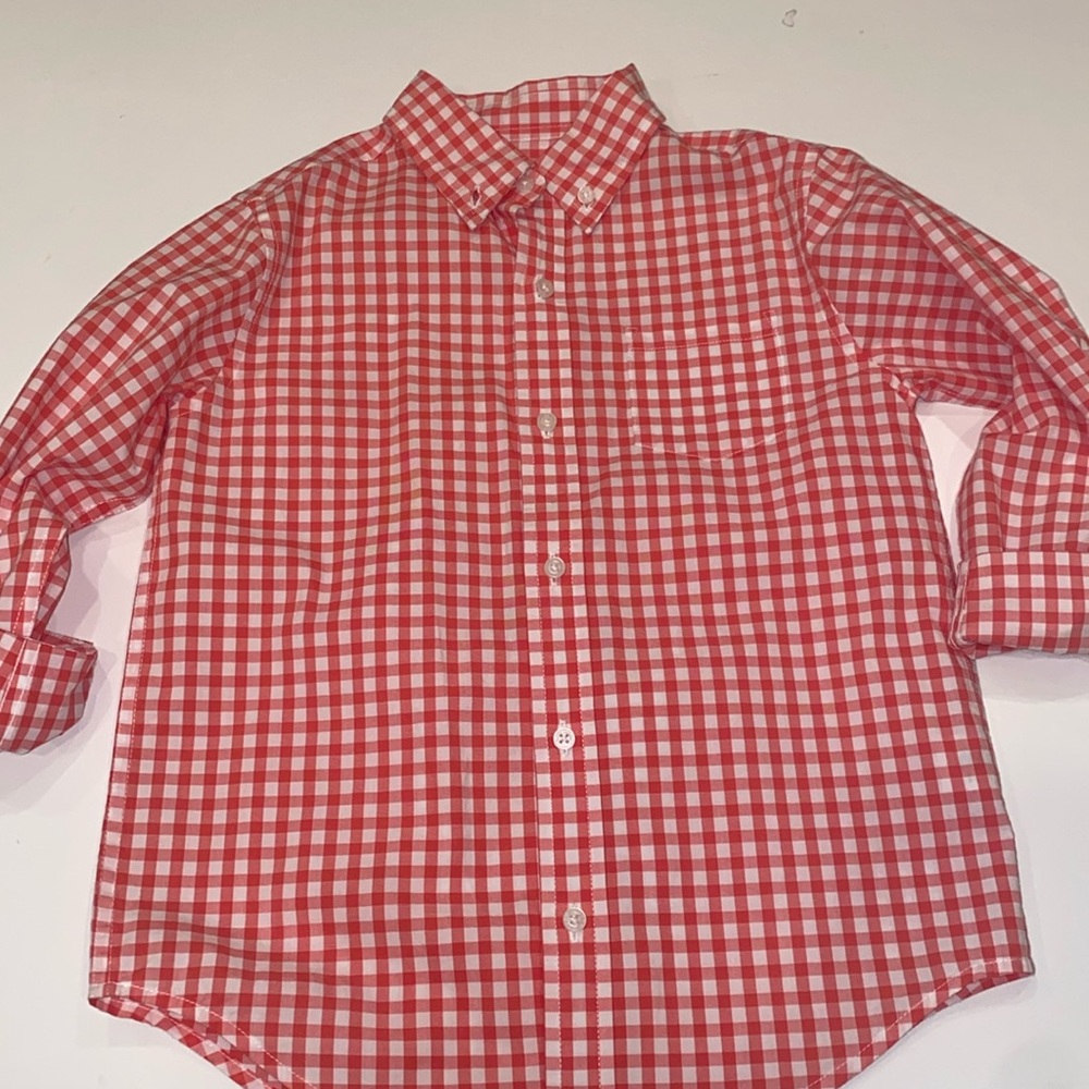 Janie and Jack Red Checkered Button Down Shirt